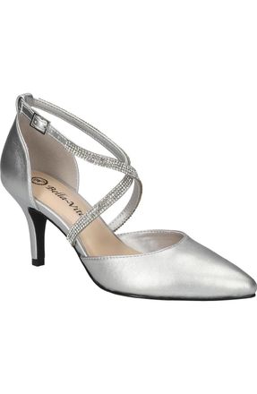 Bella Vita Zabella Pumpss Silver Pointed Toe Crisscross Strap JZZ1211