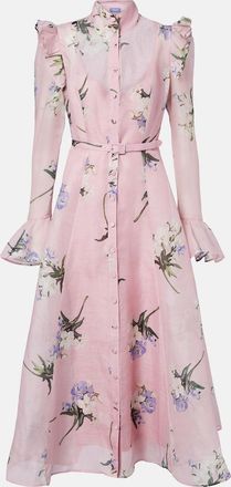 LEO LIN Katrina floral linen and silk midi dress