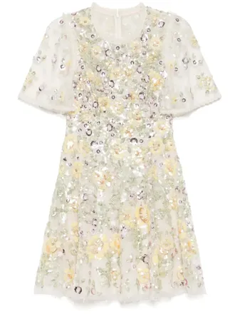 Needle & Thread Elina mini dress - women - Recycled Polyester/Recycled Polyester - 6 - Neutrals