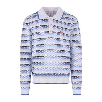 Casablanca Maglione Polo in Maglia Stampata - - Tops - Uomo - Bianco - M