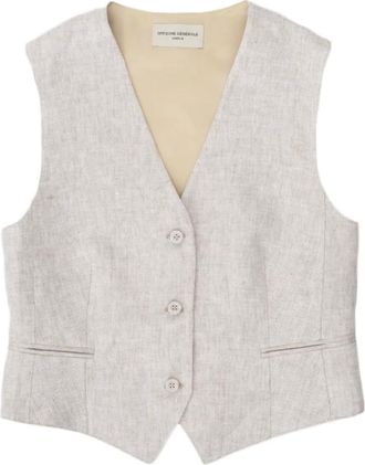 Officine G&eacute;n&eacute;rale Waistcoats, female, Beige, S, Beige Tailored Waistcoat with Three Buttons