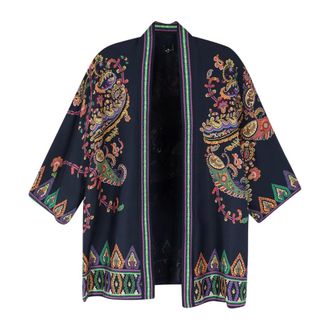 Etro Etro, Kimonos, female, Multicolor, Size: L Silk Twill Kesa