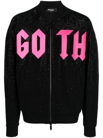 Dsquared2 crystal-embellished cotton jacket - men - Viscose/Elastane/Polyurethane/Cotton - L - Black