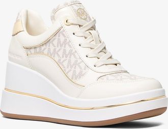 Michael Kors Emmy Signature Logo and Leather Wedge Trainer