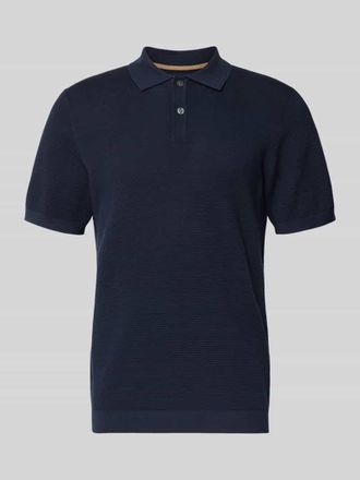 Christian Berg Slim Fit Poloshirt mit Strukturmuster Modell Johan in Marine, Gr&ouml;&szlig;e 3XL