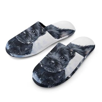 Generic Scottish Terrier Puppy Dog Snowy Mens House Slippers Slip Indoor Slipper On Shoes Warm Outdoor