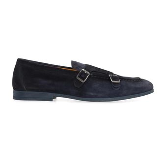 Doucal's Loafers, male, Blue, Size: 8 US Duke Suede Monk-strap Shoes