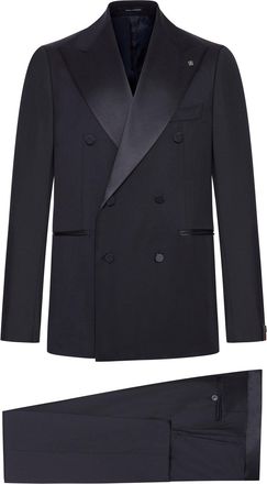 Tagliatore DOUBLE BREASTED WOOL SUIT WITH SILK INSERTS - Tagliatore - Man