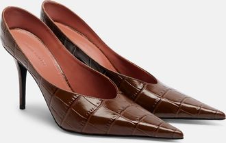 Amina Muaddi Anok croc-effect leather pumps