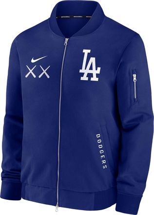 Nike Los Angeles Dodgers Dugout Nike Mens x KAWS MLB Full-Zip Bomber Jacket in Blue | 02F30C7KKA1-MUG