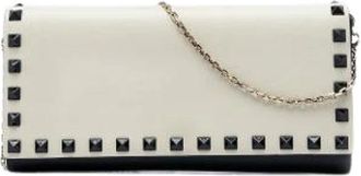 Valentino Pre-owned Studded Wallet On Chain - Dames - Vintage Schoudertas - Beige - ONE Size - Leer - Vintage