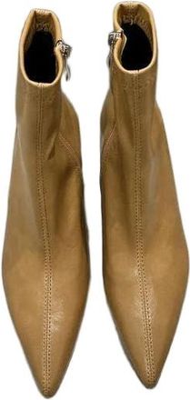 Generic GLDFW Pointed Toe Short Boots Womens Fashion High Heel Short Boot Slope Heel Slim Boot Stylish Versatile Fashion Boot Autumn Brown