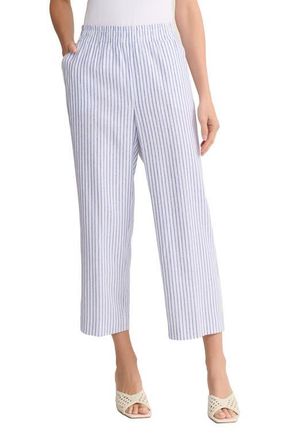 Jones New York Stripe Pull-On Wide Leg Pants in Natural White/Light Sapphire at Nordstrom, Size X-Large