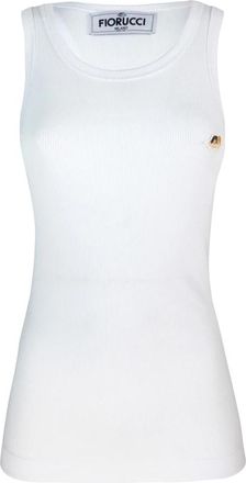 Fiorucci Witte Angels Patch Tanktop - Dames - Tops zonder mouwen - Wit - XS - Katoen - Tops