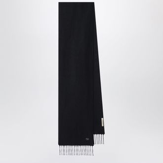 Valentino Garavani Sciarpa nera in cashmere con dettaglio Vlogo
