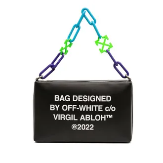 Off-white Pre-owned OffWhite Leather Block Pouch Quote Clutch with Chain Ladies 9IJ6G25FTG11AGB7