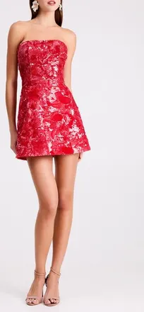 Helsi Linda Sequin Strapless Minidress in Strawberry at Nordstrom, Size Xx-Large