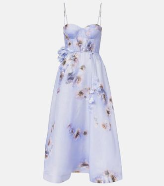 Zimmermann Hypnotic floral linen and silk bustier dress