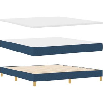 vidaXL Box Spring Bed with Mattress Blue 180 x 200 cm Fabric vidaXL