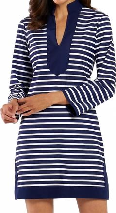 Jude Connally Kate 3/4 Sleeve Stripe Dress In Navy/white