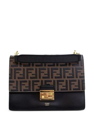 Fendi Borsa a tracolla Kan U FF 1974 media in pelle goffrata 2010-2025 - Nero