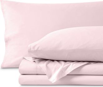 Bare Home 100% Organic Cotton Percale Cooling Sheet Set in Dusty Pink at Nordstrom, Size Twin Xl