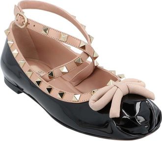 Valentino Womens Leather Rockstud Ballerina Flat (Authentic Pre-Loved)