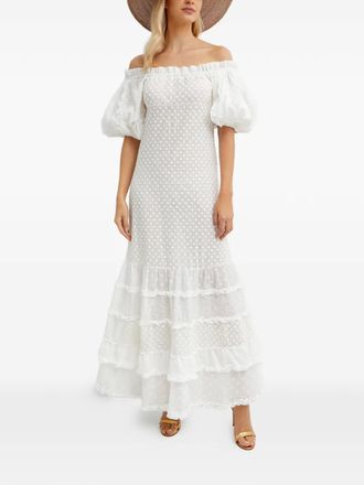 Chio Elastische maxi-jurk met borduurwerk - Wit