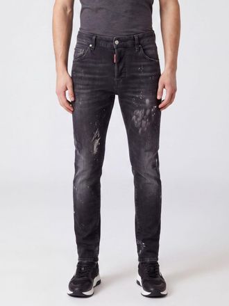 Dsquared2 Jeans skinny fit a vita media in denim stretch nero