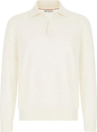 Brunello Cucinelli Polo-hals Trui van Kasjmier - Heren - Cashmere truien - Beige - M - Kasjmier - Truien & Vesten