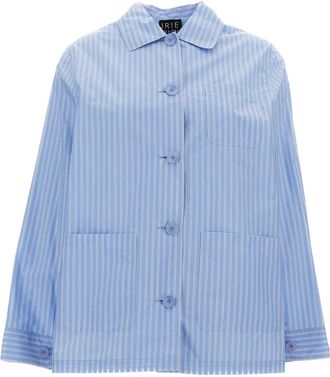 Iri&eacute; Light Blue Striped Jacket with Classic Collar