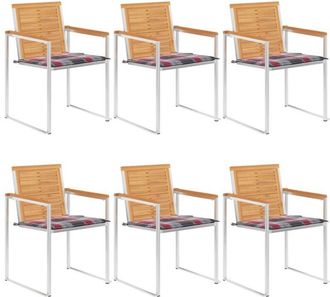 vidaXL Vidaxl - Sillas De Jard&iacute;n Y Cojines 6 Unidades Madera Maciza De Acacia