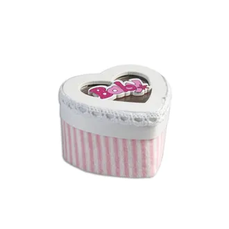 Trade Shop Trade Shop - 12 Scatolina In Tessuto Portaconfetti A Forma Di Cuore Bomboniera Nascita Bimba Rosa
