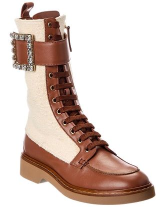 Roger Vivier Ranger Canvas & Leather Boot
