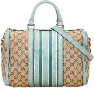 Gucci Pre-owned Handbags, female, Beige, Size: ONE SIZE Pre-owned Canvas Handbag
