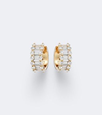 Bucherer Orecchini a cerchio Baguette Love in oro 18kt con diamanti