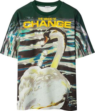 Burberry graphic-print crew-neck T-shirt - men - Polyester - M - Green