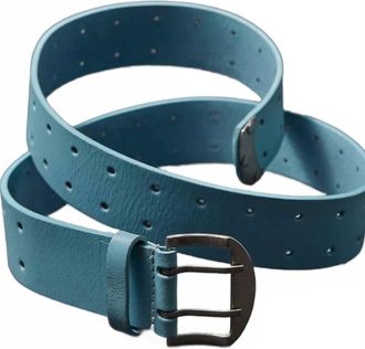 Free People Womens Double Cross Leather Belt In Light Blue