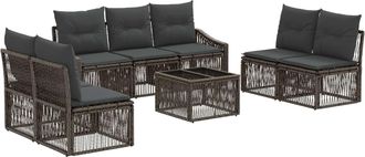 vidaXL Conjunto De Sof&aacute;s De Jard&iacute;n 8 Uds. Gris Rat&aacute;n Sint&eacute;tico Vidaxl