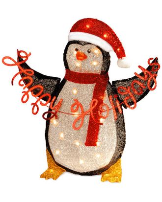 National Tree Company 29in Silver Fabric Tinsel 2D Penguin Decor
