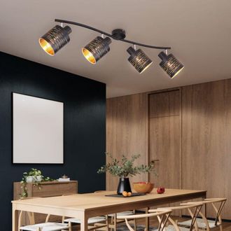 Globo Lighting Faretto da soffitto faretto da soggiorno con faretti mobili color oro, faretti mobili, 4x E27, LxPxH 72x10x16 cm