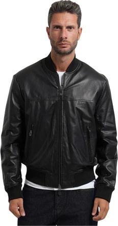 A|X Armani Exchange Regular Fit Blouson Jas - Heren - Bomber jackets - Zwart - L - Leer - Jassen