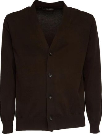FILIPPO DE LAURENTIIS Cardigan Scollo a V - Heren - Vesten - Bruin - XL - Truien & Vesten