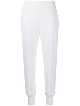 Stella McCartney elasticated-waist tapered trousers - women - Acetate/Spandex/Elastane/Viscose - 44 - Neutrals