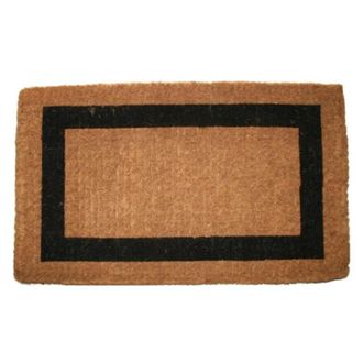 Imports Decor Single Border Coir Door Mat, Handwoven Printed Outdoor Entry Mat with Anti-Slip Backing