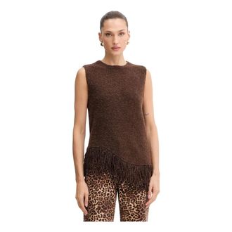 Simona Corsellini Chaleco con Flecos - Tops - Mujer - Marr&oacute;n - M