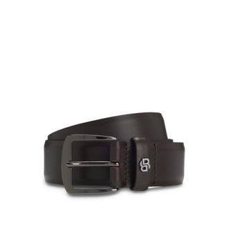 BOSS Italian-leather belt with Double B monogram