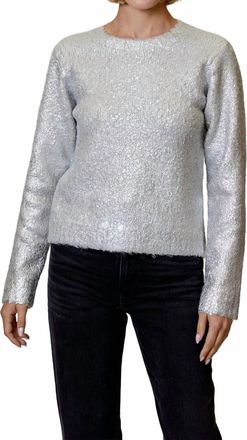 dh New York Crew Neck Metallic Sweater In Snowbound
