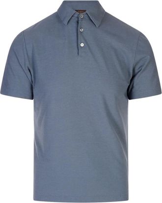Zanone Tops, Heren, Blauw, M, Katoen, Polo MC