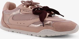 Pinko Womens Sneakers Yulia Mesh Beige Leather Trainers